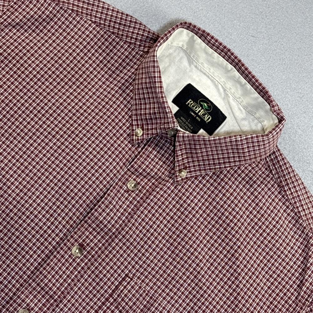 Men's RedHead Brand Co. Plaid Short Sleeve Button-Up Shirt – Size Large Red
